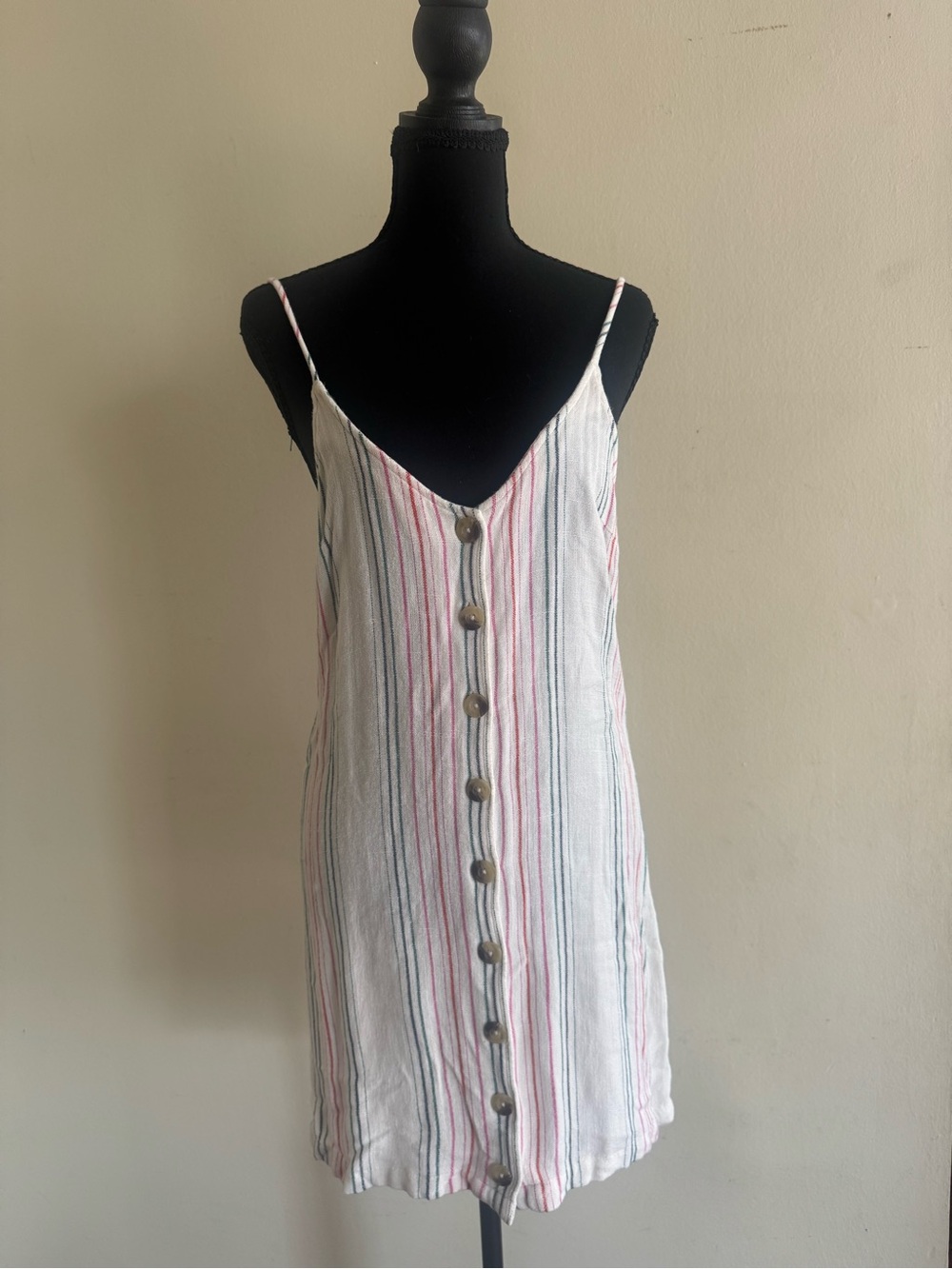 Rip Curl Girls' Cream Dress with Pink and Green Stripes